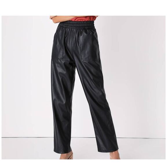 LULU'S S Black Always the Go-Getter Pull-on High-Rise Straight Leg Pant NEW B167 - Picture 1 of 10